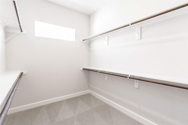 spacious closet with light colored carpet