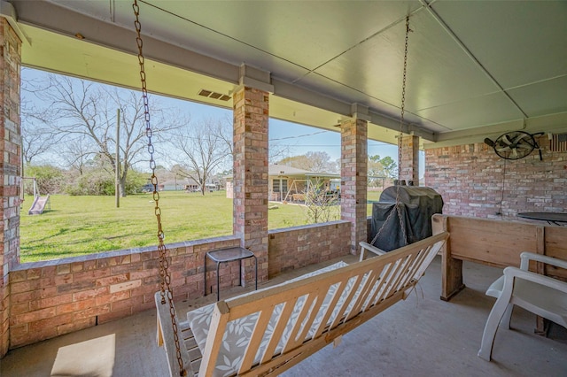 view of patio / terrace with a grill