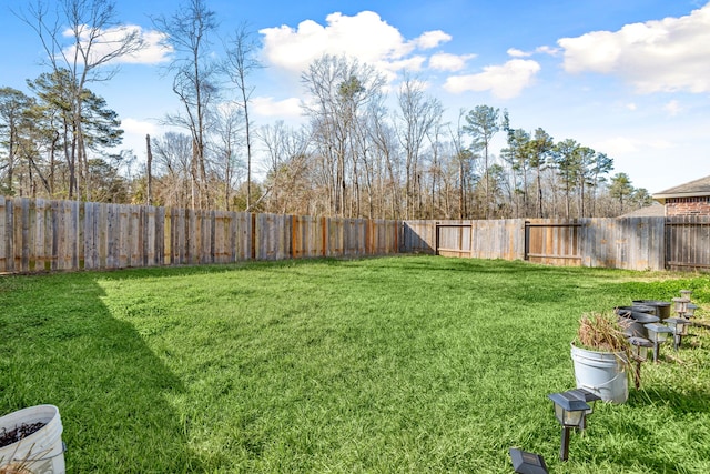 view of yard featuring a fenced backyard