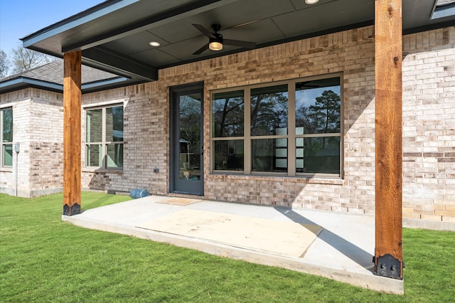 view of patio / terrace featuring a ceiling fan