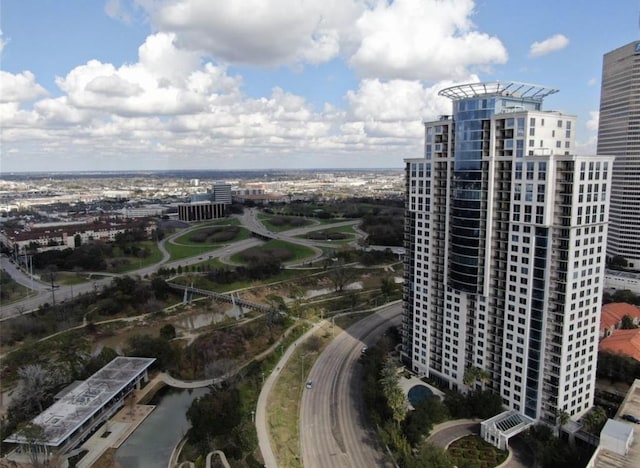 aerial view with a city view