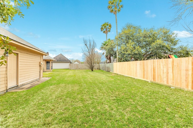 view of yard featuring a fenced backyard