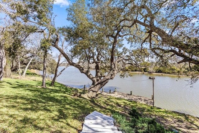 view of yard with a water view