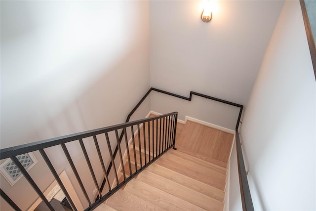 stairs with wood finished floors