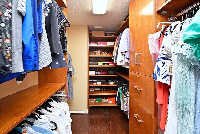 walk in closet featuring wood finished floors