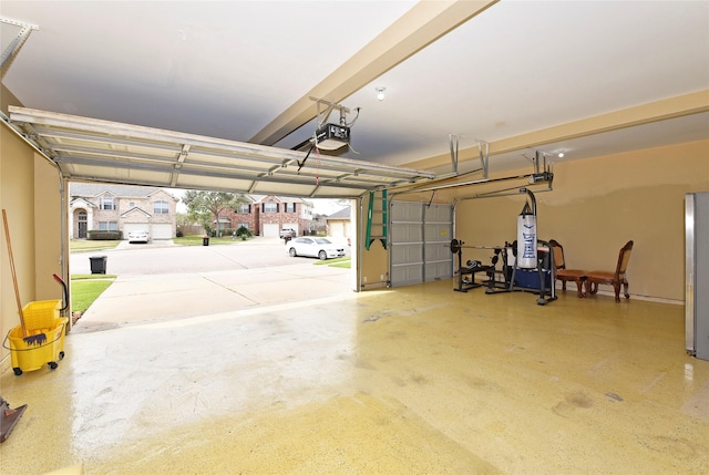 garage with a garage door opener