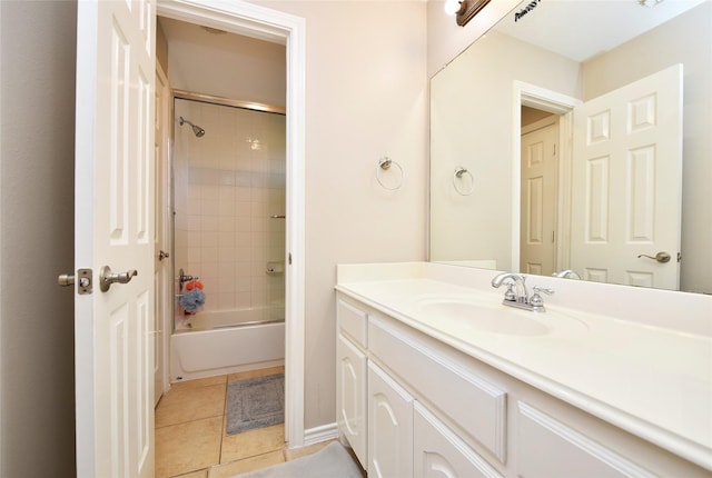 bathroom featuring vanity, tile patterned floors, and shower / bath combination