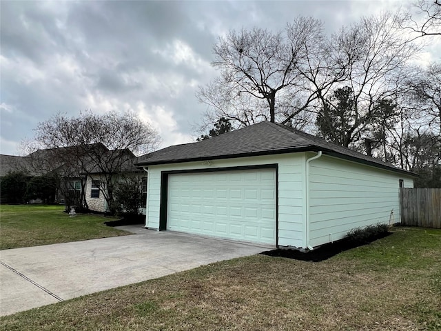 detached garage with fence