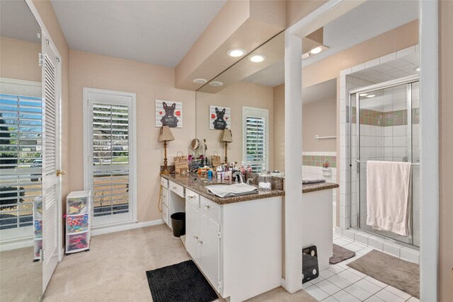 2526 Country Club Blvd, Sugar Land, TX 77478 - full bathroom featuring vanity, a shower stall, and recessed lighting