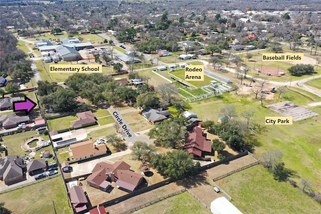 birds eye view of property with a residential view