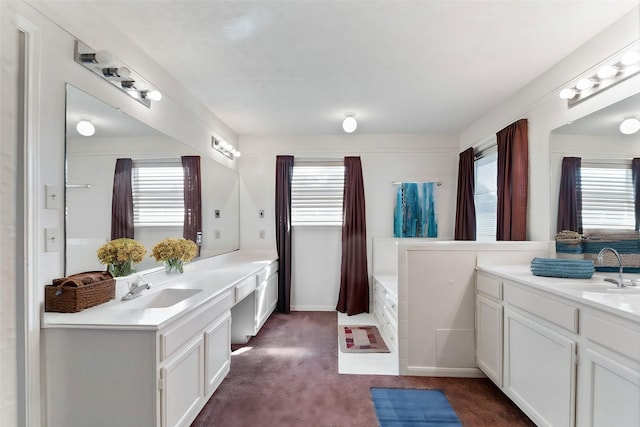 bathroom with a sink and two vanities