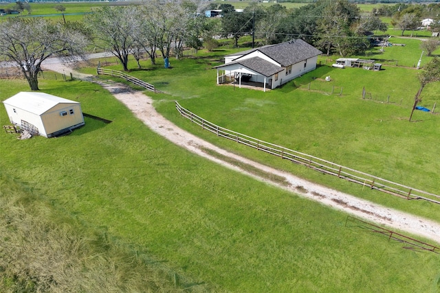 aerial view with a rural view