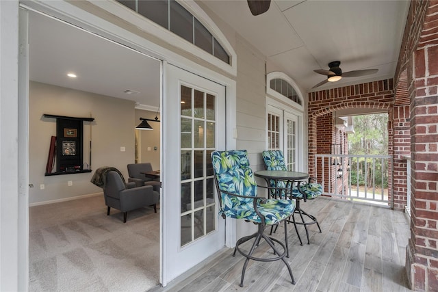 view of patio / terrace featuring covered porch and ceiling fan