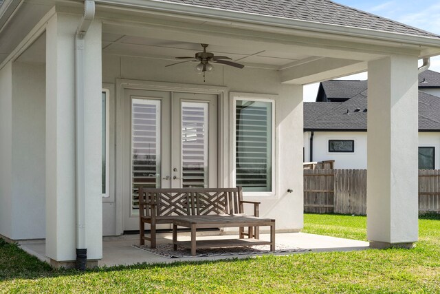 4103 Willowisp Ct, Fulshear, TX 77441 - view of patio / terrace featuring a ceiling fan and french doors