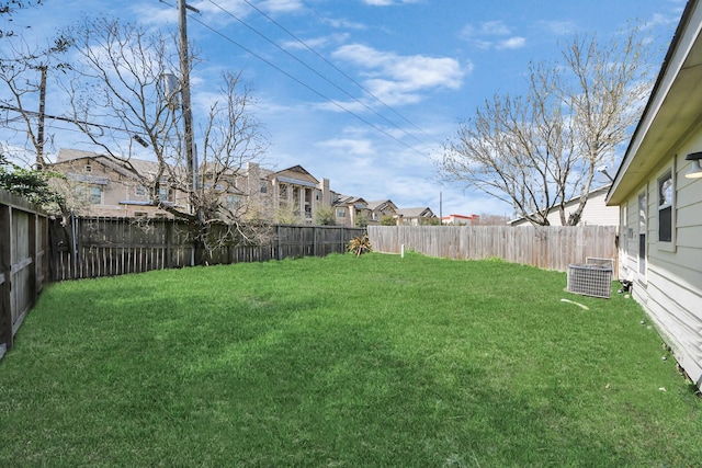 view of yard featuring a fenced backyard