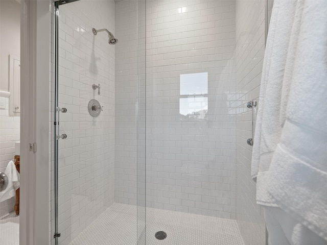 bathroom with a shower stall