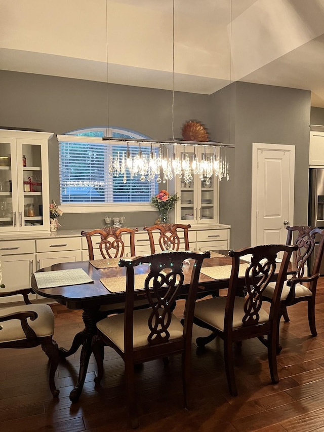 dining space featuring dark wood finished floors