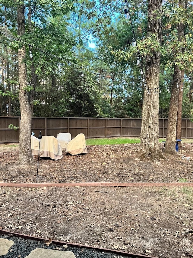 view of yard with a fenced backyard