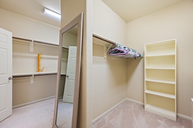 walk in closet with carpet