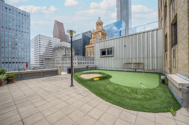 view of patio / terrace featuring a view of city