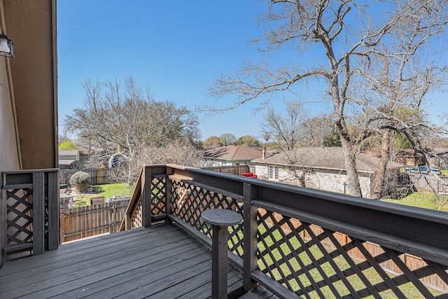 wooden deck featuring fence