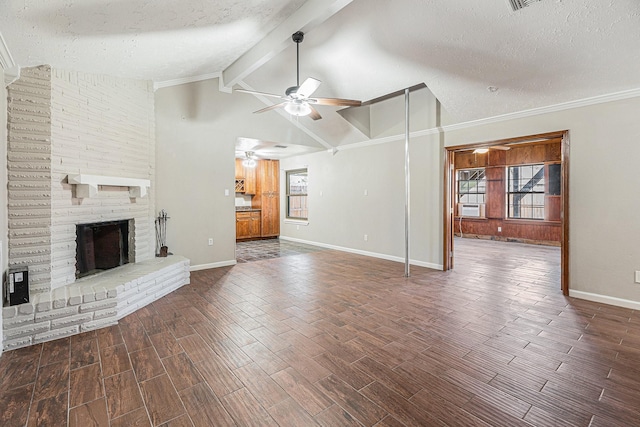 unfurnished living room featuring a textured ceiling and wood tiled floor