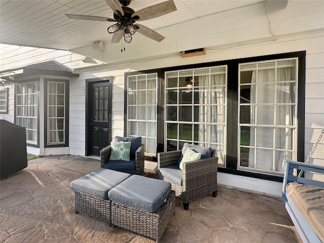 view of patio with a ceiling fan