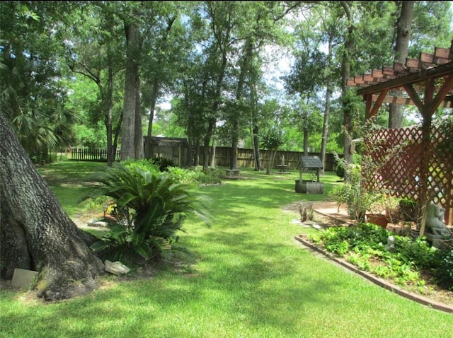 view of yard with a fenced backyard