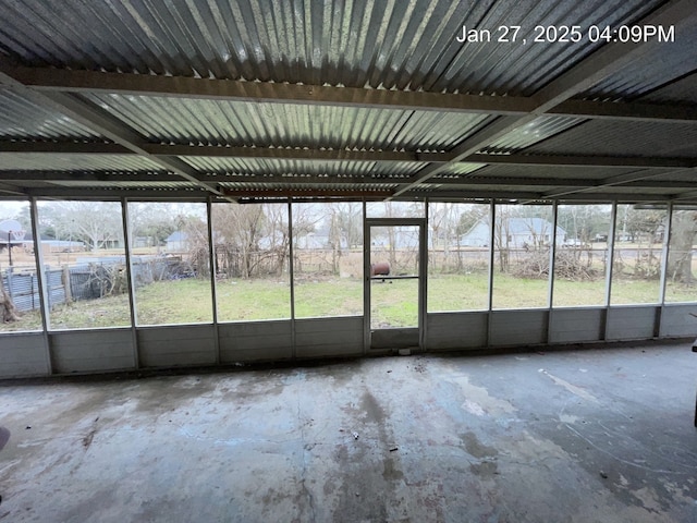 view of unfurnished sunroom