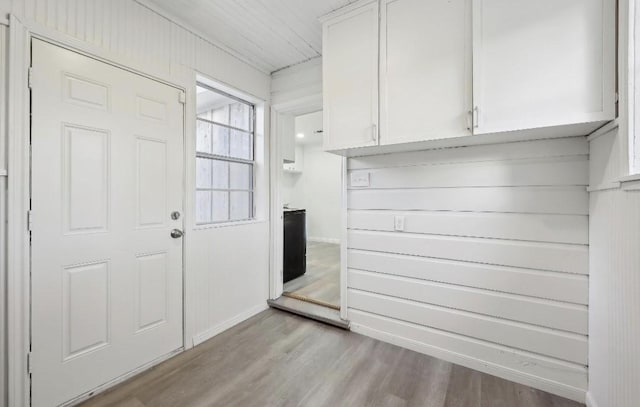 foyer with light wood-style flooring