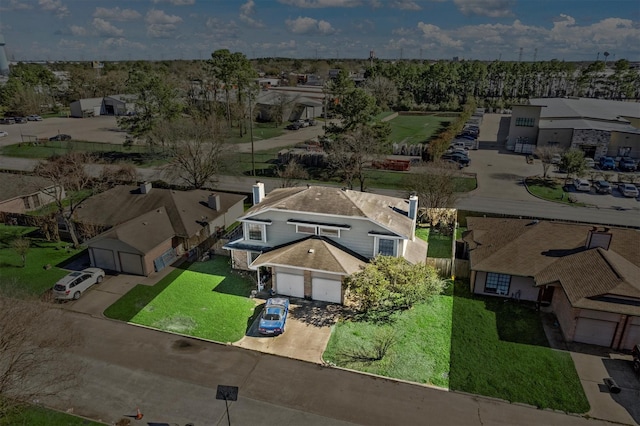 drone / aerial view with a residential view