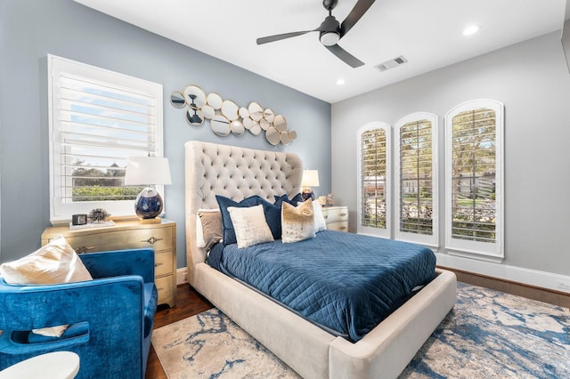 5006 Water View Bnd, Sugar Land, TX 77479 - bedroom featuring wood finished floors, baseboards, a ceiling fan, and recessed lighting