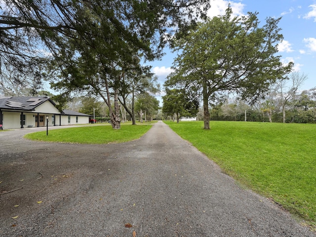 view of street featuring aphalt driveway