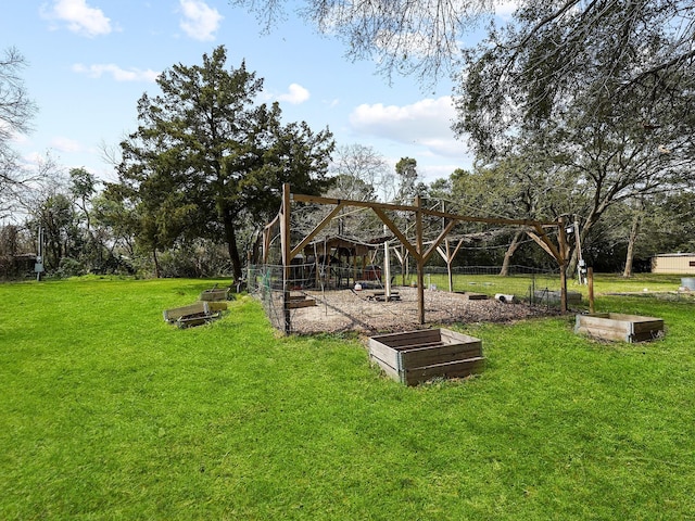 view of yard with a playground