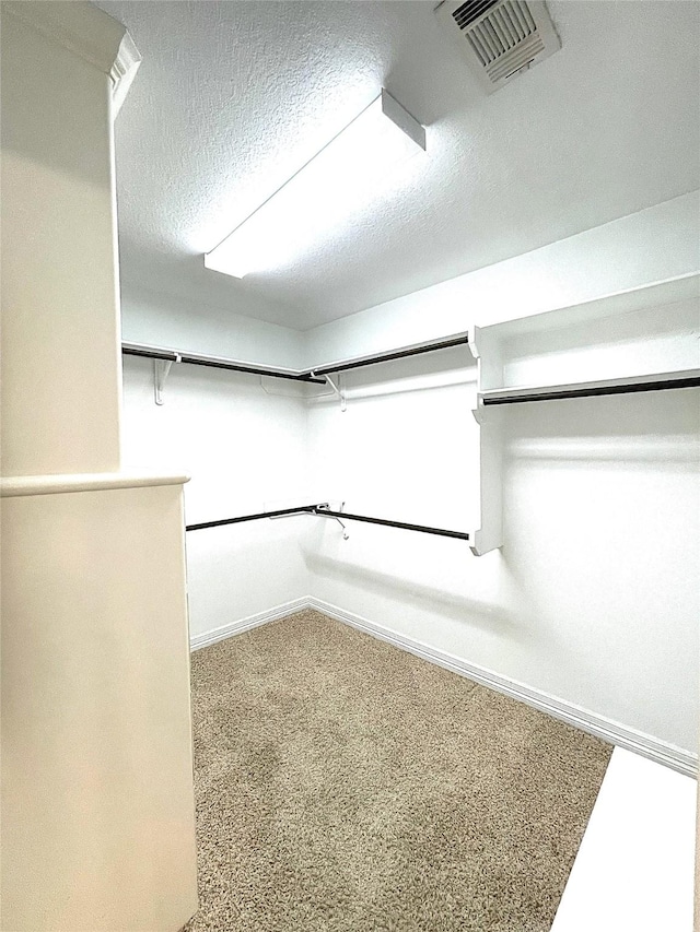 spacious closet with visible vents and carpet flooring