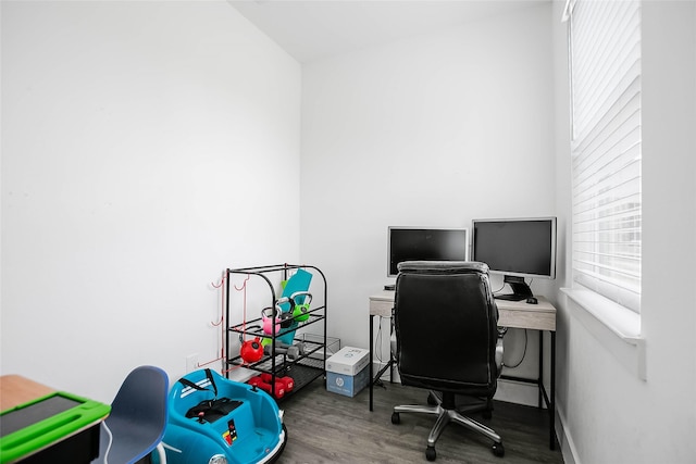 office area featuring wood finished floors