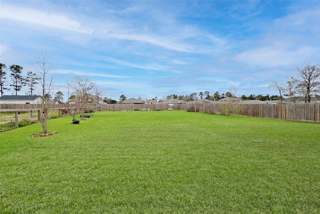 view of yard featuring a fenced backyard