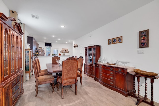 dining area with recessed lighting and visible vents