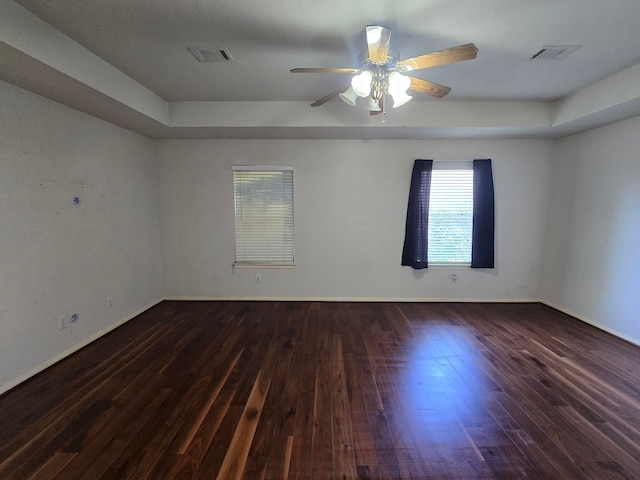 4731 Mohegan Ct, Baytown, TX 77521 - unfurnished room with baseboards, a ceiling fan, wood finished floors, and visible vents