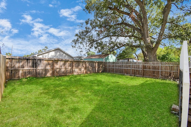 view of yard with a fenced backyard