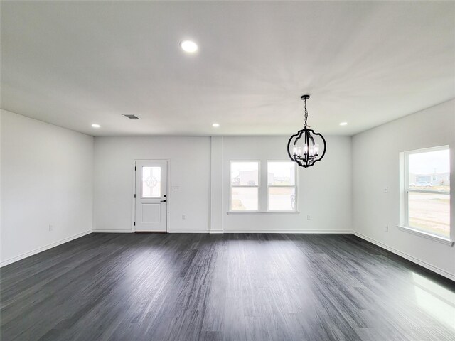 2731 Rd 5724, Cleveland, TX 77327 - foyer featuring a chandelier, dark wood finished floors, baseboards, and recessed lighting