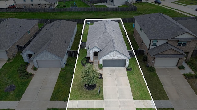 bird's eye view with a residential view