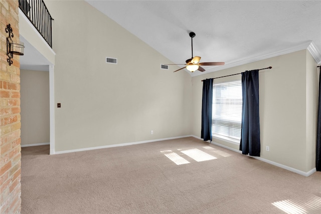 unfurnished room with carpet floors, visible vents, and baseboards