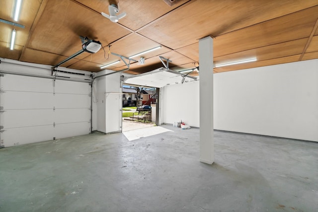 garage with a garage door opener