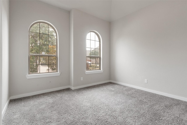 carpeted empty room with baseboards and plenty of natural light