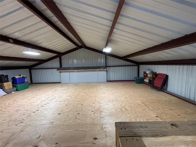 garage featuring metal wall