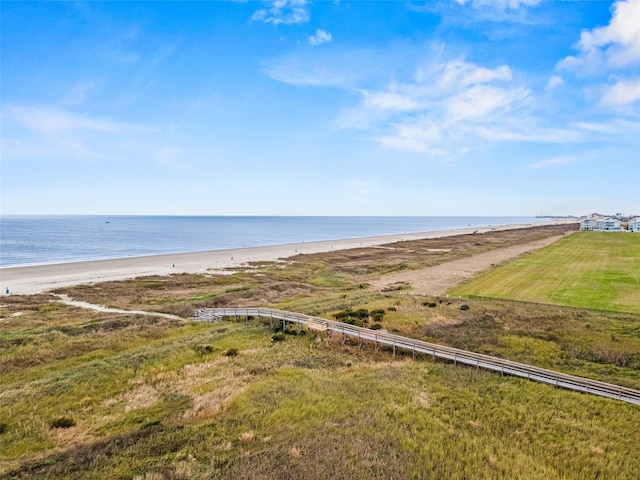 property view of water featuring a beach view