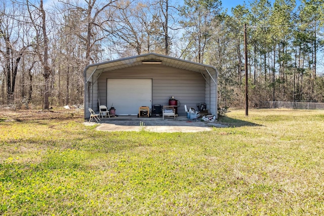 view of detached garage