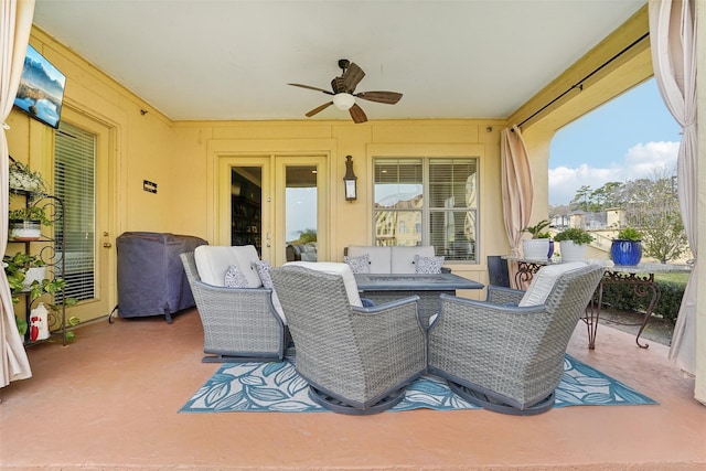 view of patio / terrace with a ceiling fan