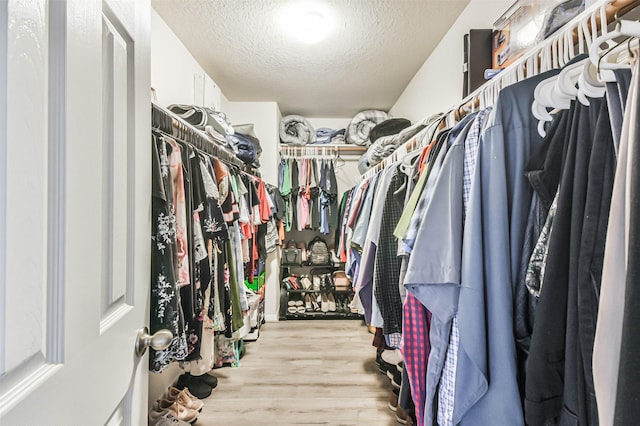 walk in closet featuring wood finished floors